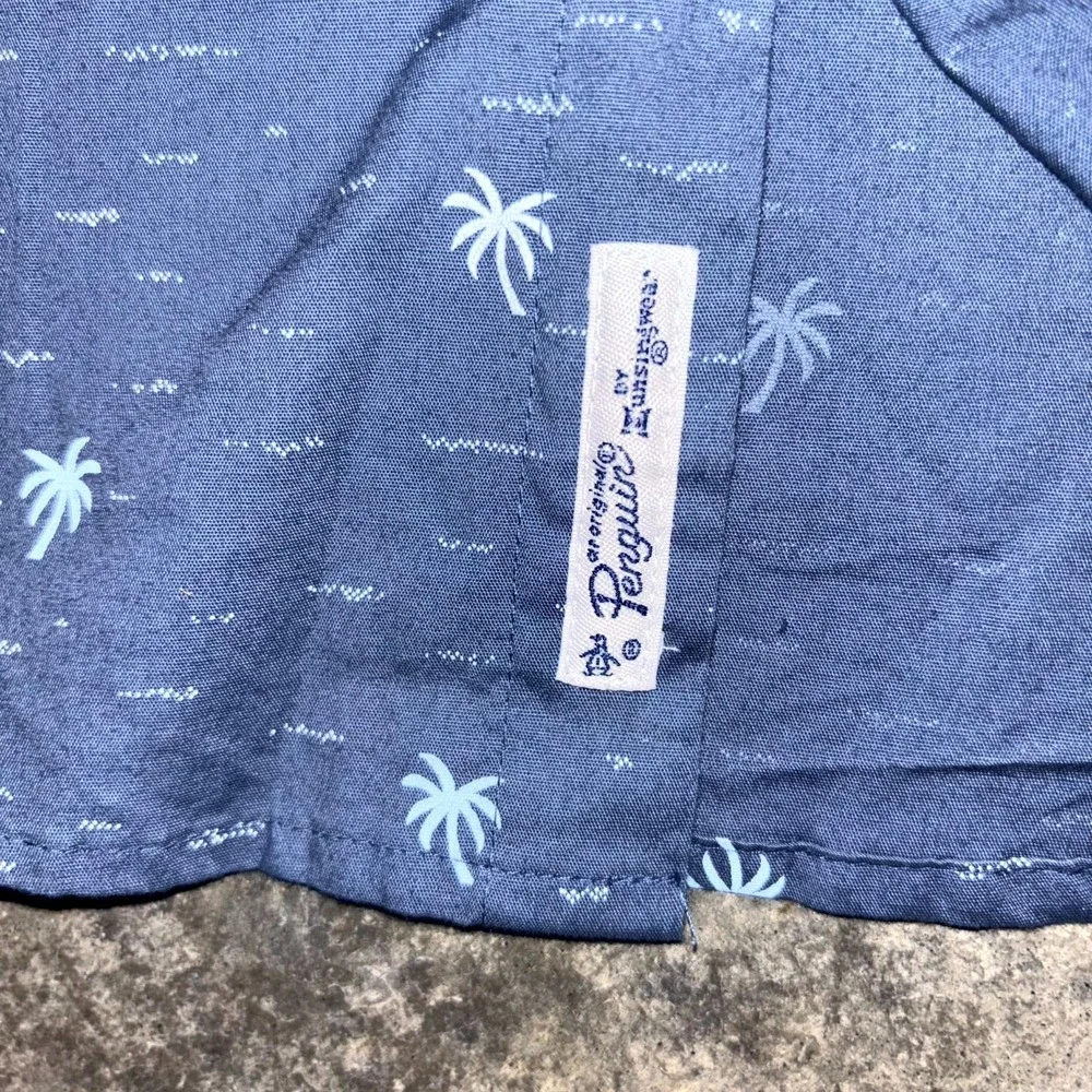Lot of 2 Penguin Munsingwear Shirt Mens L Navy Blue Stars & Palm Print Button Up - Picture 11 of 15